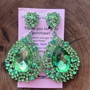 Large Green Clip On Earrings 21